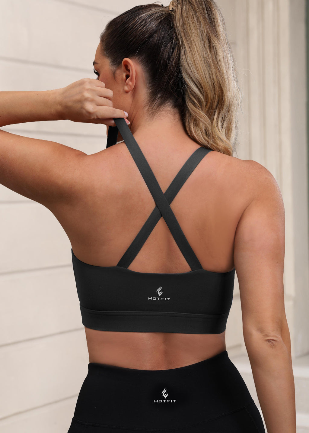 HotFit Strappy Sports Bras for Women, Criss Cross Back Racerback High Impact Padded Yoga Bras Workout Clothes for Women 8090FM