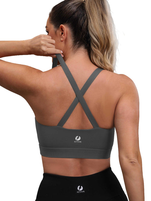 HotFit Strappy Sports Bras for Women, Criss Cross Back Racerback High Impact Padded Yoga Bras Workout Clothes for Women 8090FM